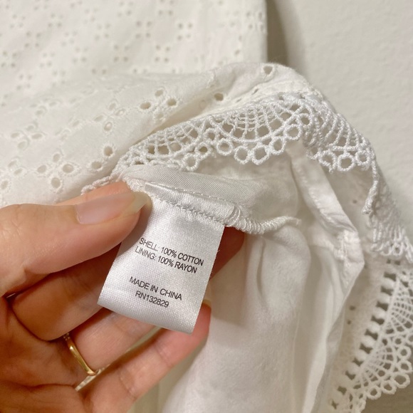 REVOLVE Lovers + Friends Rickie Puff Sleeve Eyelet Mini Dress in White - Picture 6 of 9